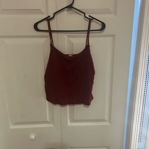 Garage Burgundy Spaghetti Strap Cropped Camisole